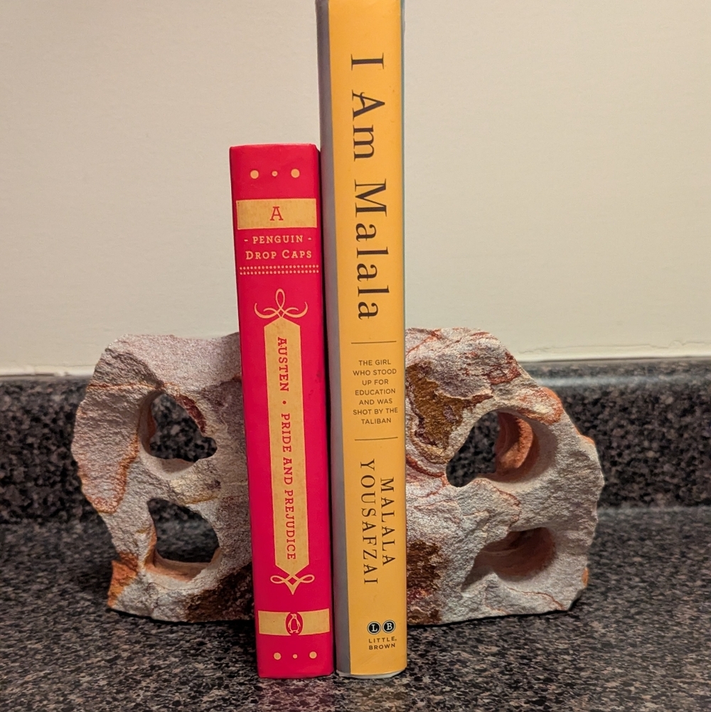 Natural Sandstone Bookends Heavy Terracotta Sculptural Stone Book Ends Pair